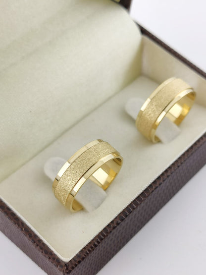 Aliança Reta 7mm Forte e Sofisticada em Ouro 18K Acabamento Premium RT 77 Sou Linda