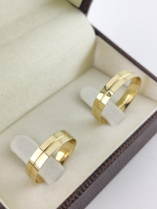 Aliança Reta 4mm Moderna e Atemporal em Ouro 18K Acabamento Premium RT 73 Sou Linda
