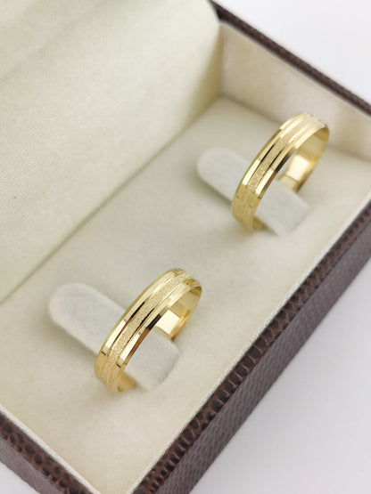 Aliança Reta 4mm Clássica e Confortável em Ouro 18K Acabamento Premium RT 68 Sou Linda