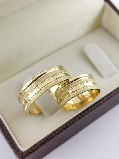 Aliança Reta 7mm com Brilho Intenso em Ouro 18K Acabamento Premium RT 81 Sou Linda