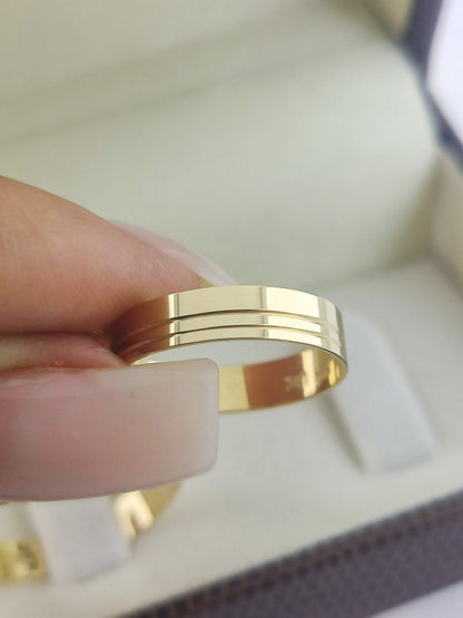 Aliança Reta 4mm com Brilho Intenso em Ouro 18K Acabamento Premium RT 80 Sou Linda